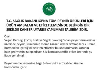 T.C. Sağlık Bakanlığı’na – Tüm peynir ürünleri için ürün ambalajı ve etiketlemesinde belirgin bir şekilde kanser uyarısı yapılması resmi talebimizdir.