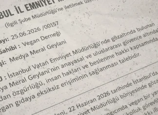 Vegan aktivist Medyâ’nın beslenme hakkı acilen sağlanmalıdır Vegan aktivist Medya'nın beslenme hakkı acilen sağlanmalıdır.
